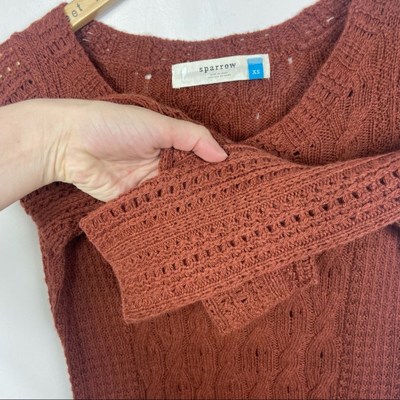 Anthropologie Sparrow Cashmere Cable Knit Midi Sweater Dress Rust Brown Size XS - Picture 6 of 11